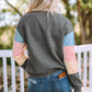 Color Block Ribbed Trim Sweatshirt -