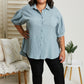 GeeGee La La Land Gauze Button-Up Tunic in Sage - Red / L
