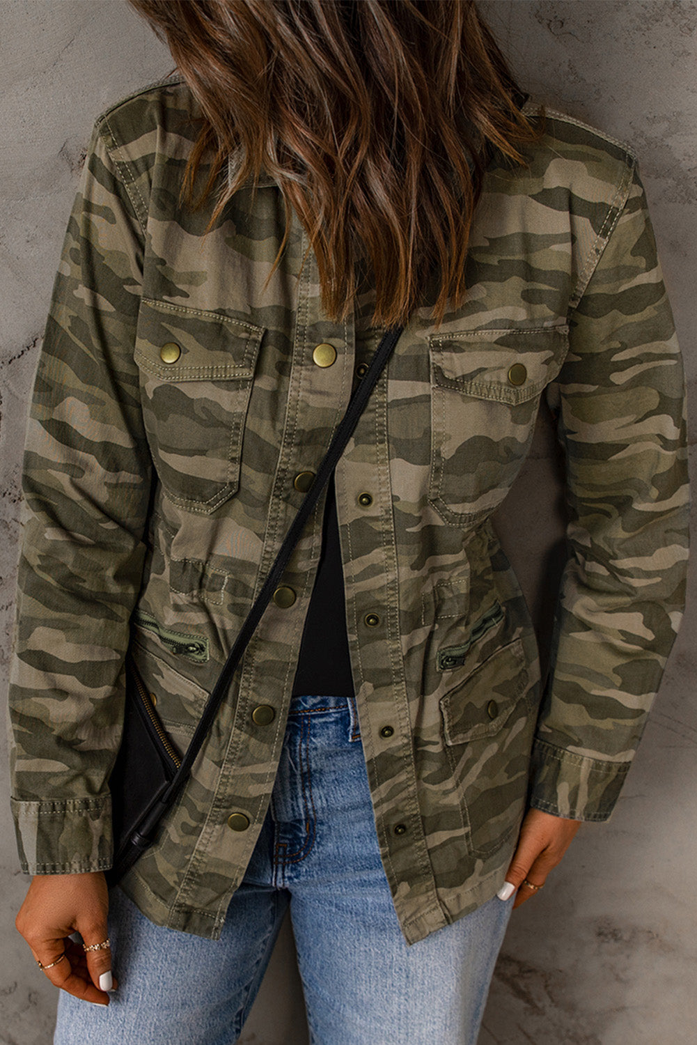 Camouflage Snap Down Jacket -