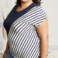 Sew In Love Spoonful of Sugar Striped Color Block Tee in Navy -