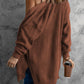 Openwork Rib-Knit Slit Cardigan -