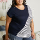 Sew In Love Spoonful of Sugar Striped Color Block Tee in Navy -