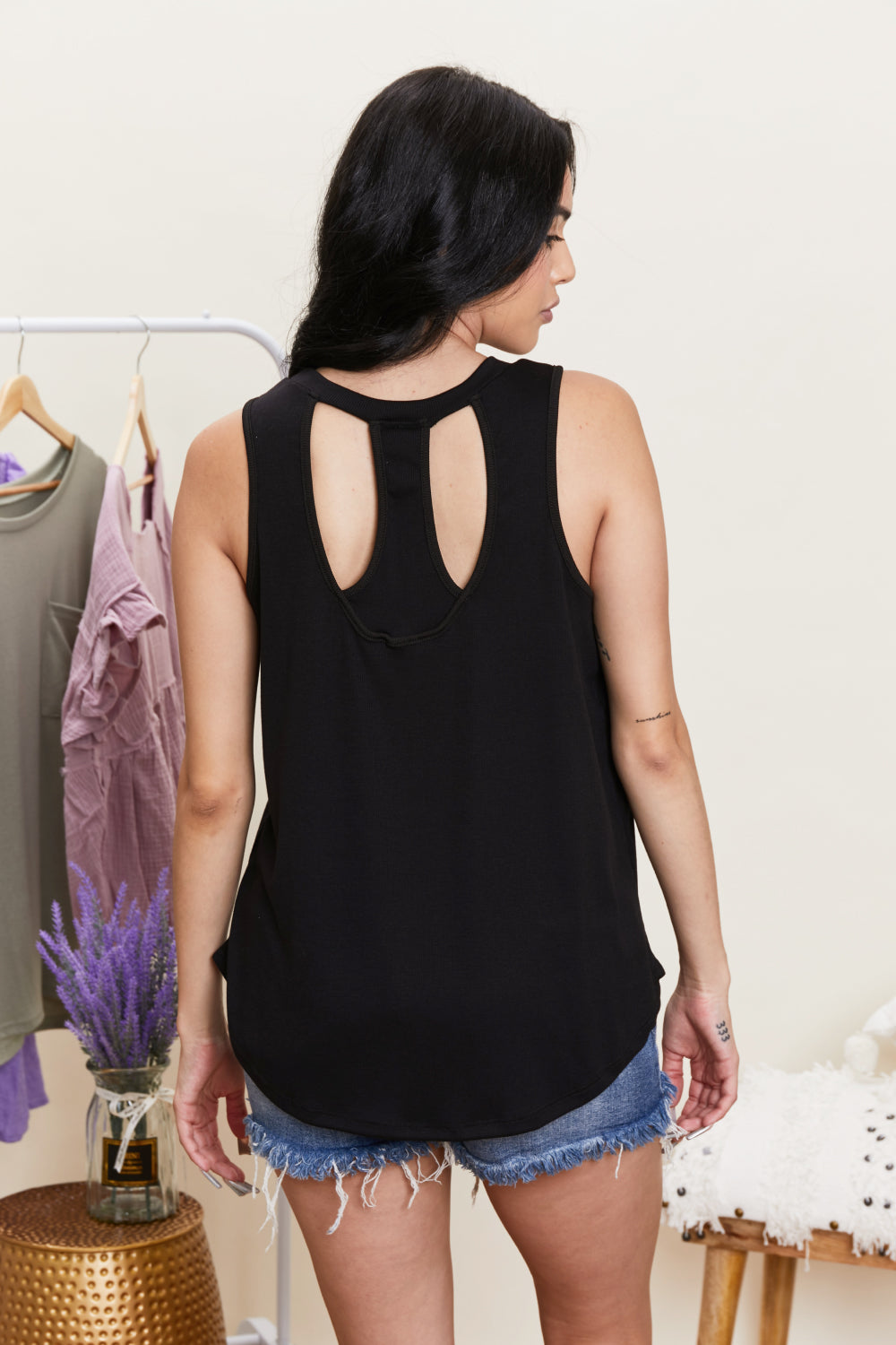 Sew In Love Never a Dull Moment Racerback Tank in Black -