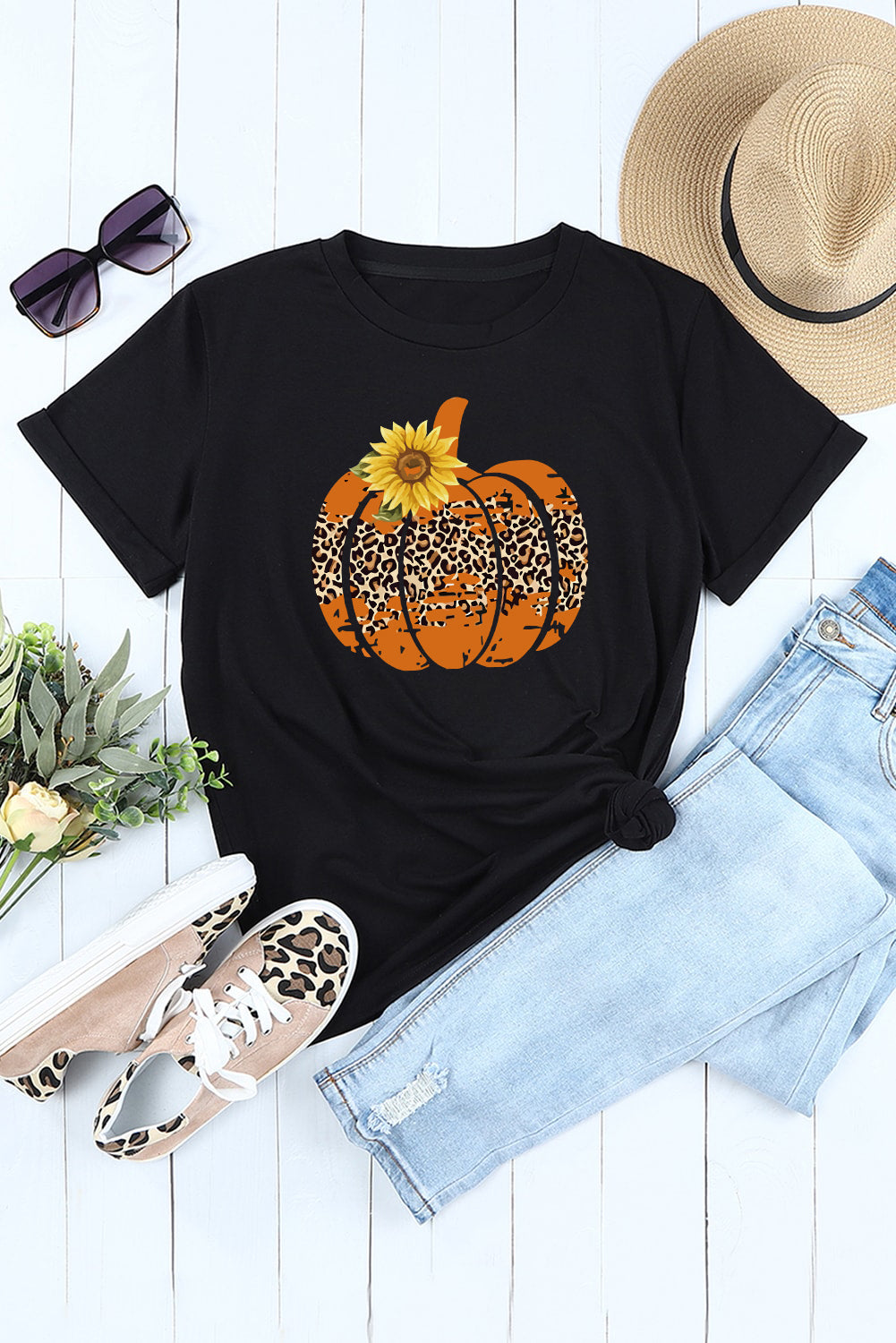 Floral Pumpkin Graphic Tee -