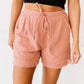 Cotton Bleu Kiss and Make Up Frayed Hem Shorts in Mauve -