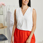 Cotton Bleu Ups and Downs Scalloped Airflow Shorts in Hot Coral -
