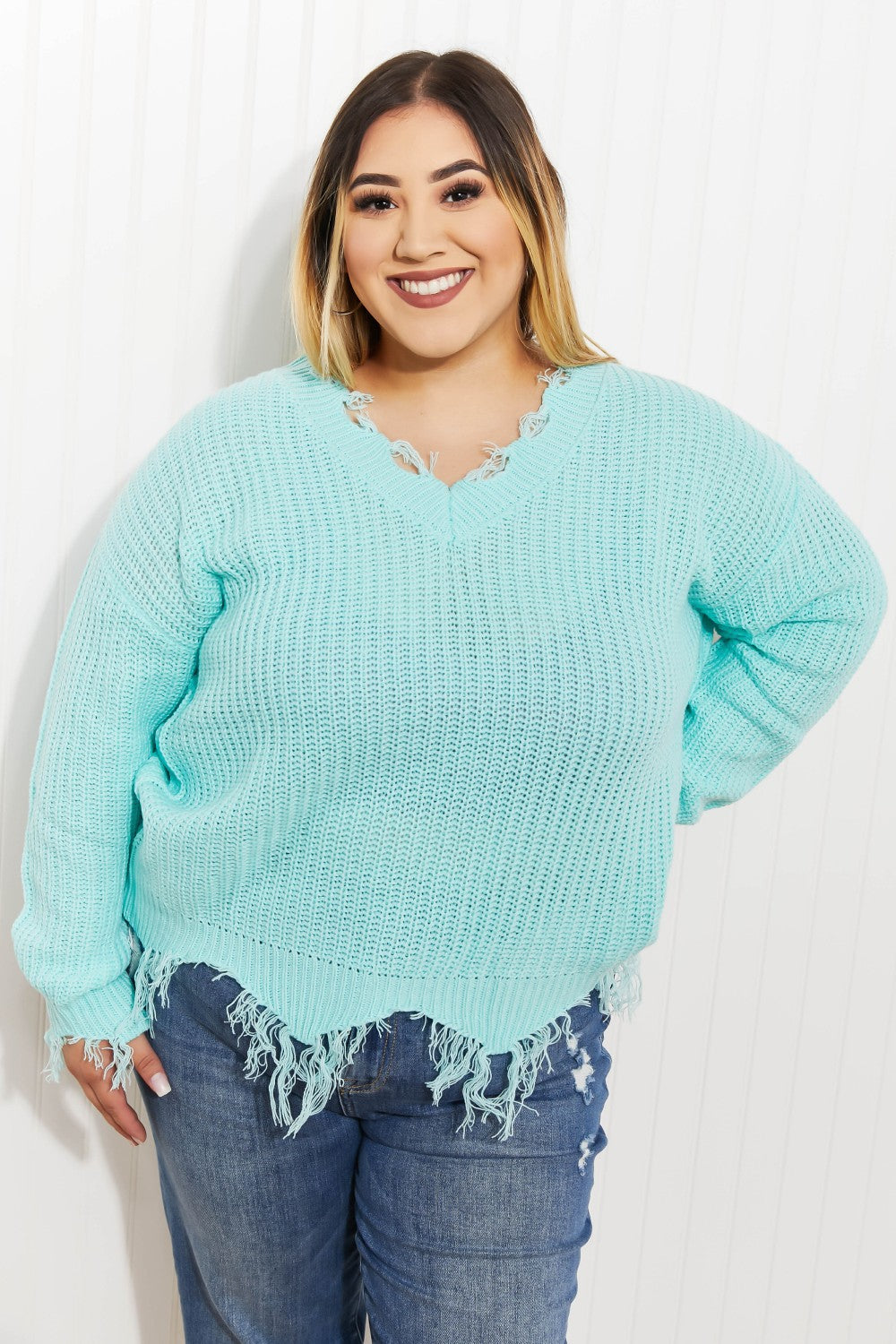 Sew In Love Uptown Girl Distressed Sweater -