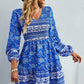 Bohemian V-Neck Balloon Sleeve Dress -