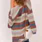 Striped Openwork Open Front Cardigan -