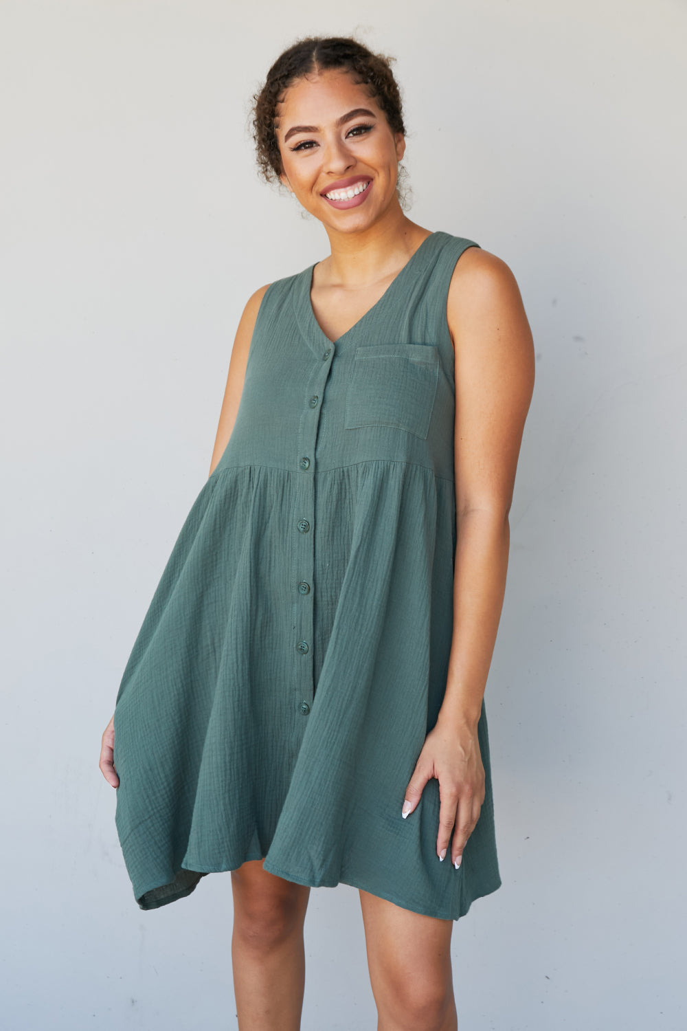 Cotton Bleu Farmers' Market Button-Up Sleeveless Dress -