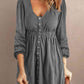 Scoop Neck Empire Waist Long Sleeve Mini Dress -