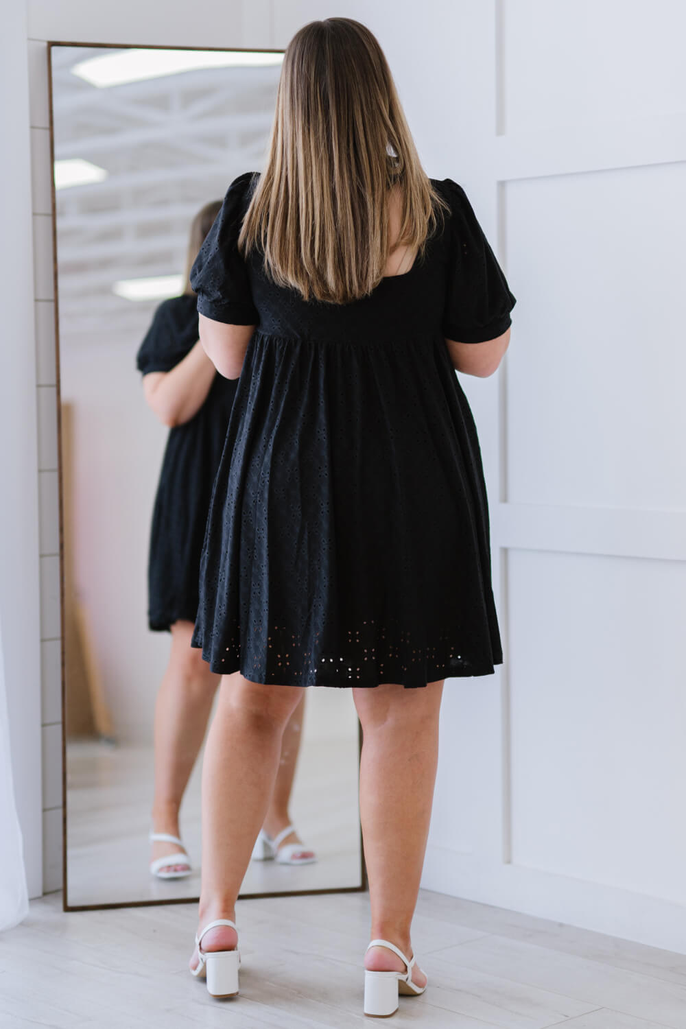 Davi & Dani All About Eyelet Full Size Run Dress in Black -