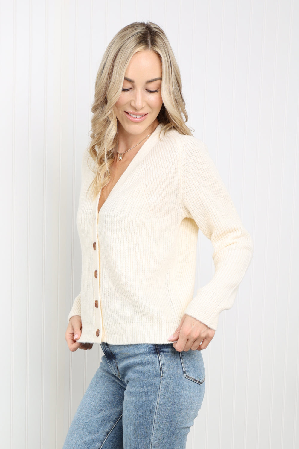 Heimish Full Size Button Front Ribbed Cardigan -