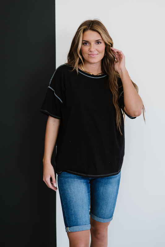 BiBi Count On Me Cutout Back Tee - Black / S