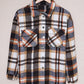Plaid Button Front Shirt Jacket with Breast Pockets -