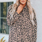 Leopard Drawstring Waist Jacket with Pockets -