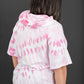 Sew In Love Watching Clouds Tie-Dye Short-Sleeved Hoodie in Neon Pink -