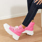 Berness Stick To It Platform Lace-Up Booties in Pink -