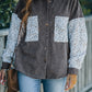Leopard Corduroy Dropped Shoulder Jacket -
