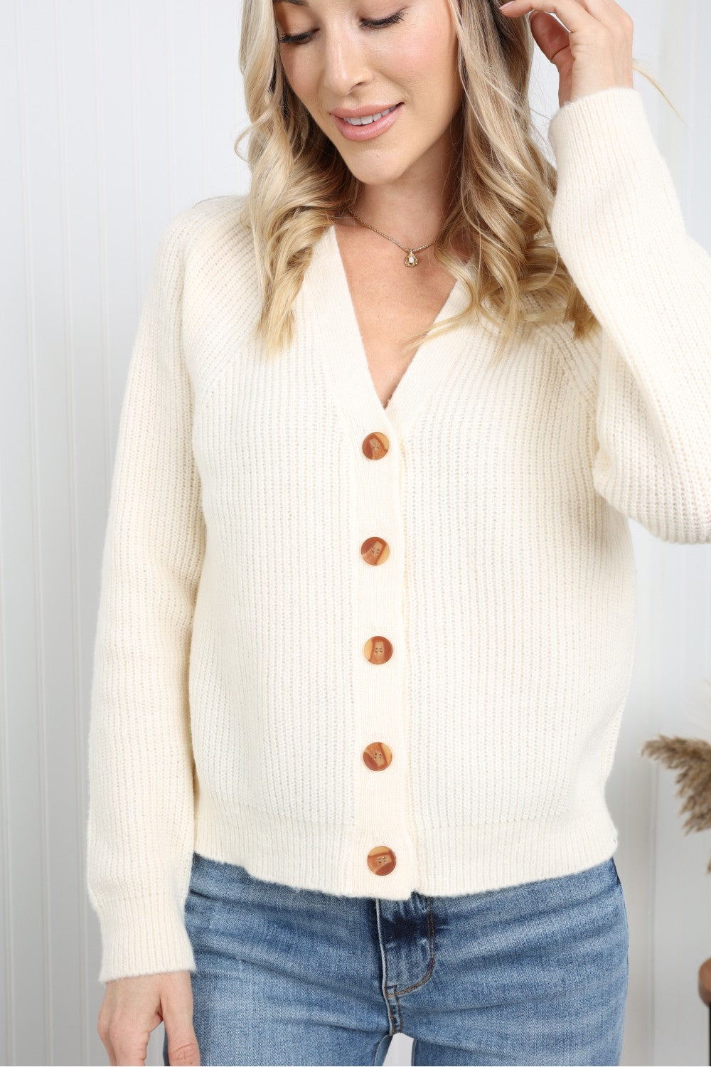 Heimish Full Size Button Front Ribbed Cardigan -