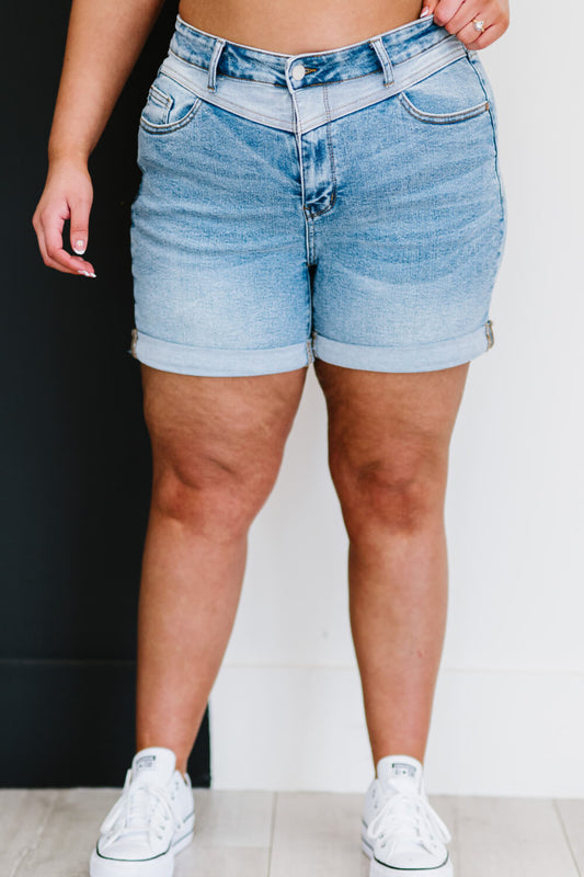 Judy Blue Twice As Much Two-Tone Shorts - Medium / S