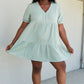 GeeGee Summer Blooms Quarter Button Dress in Light Sage -