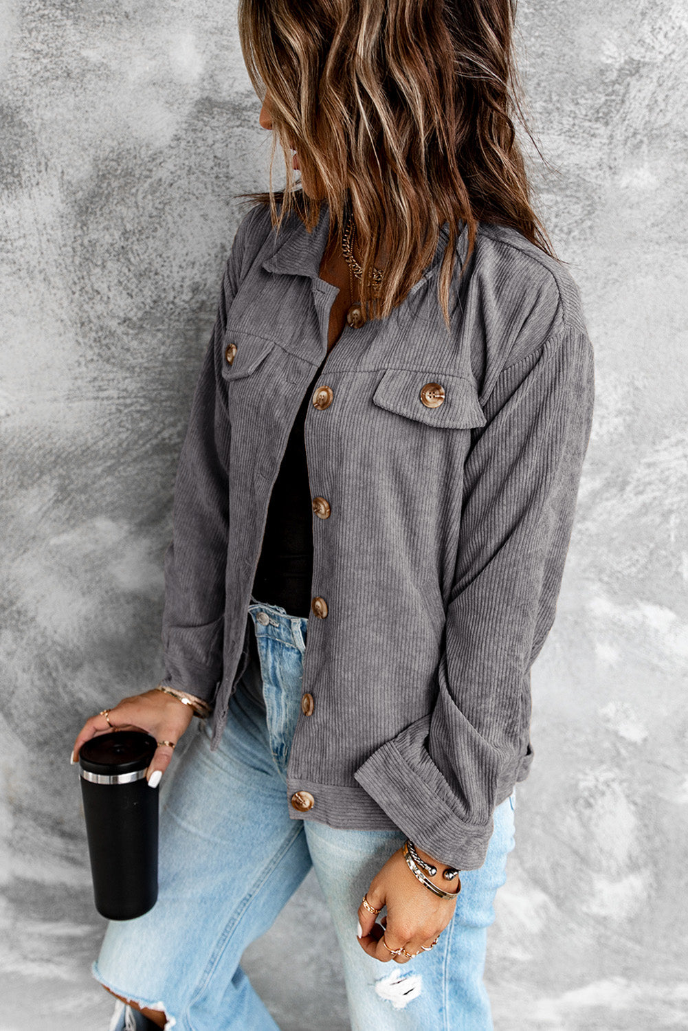 Corduroy Long Sleeve Jacket -