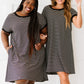 Cotton Bleu Simplicity is Best Full Size Striped T-Shirt Dress in Black -