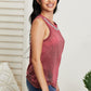 Vocal Finest Hour Acid Wash Rhinestone Neckline Tank in Wine -