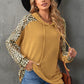 Leopard Print Sleeve Drawstring Hoodie -