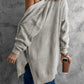 Openwork Rib-Knit Slit Cardigan -