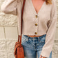 Button Down V-Neck Cropped Cardigan -