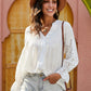 Full Size Eyelet Sleeve Button Down Top -