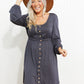 Scoop Neck Empire Waist Long Sleeve Mini Dress -