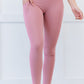 Zenana Step Aside Athletic Leggings with Pockets in Light Rose -