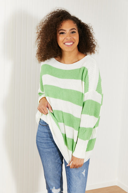 CY Fashion Thrill of the Moment Striped Sweater - Green / S