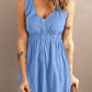 Sleeveless Button Down Mini Dress - Blue / S