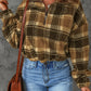 Plaid Quarter-Zip Fleece Sweatshirt -