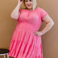 ODDI Pink Passion Full Size Run Smocked Waist Dress -