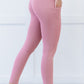 Zenana Step Aside Athletic Leggings with Pockets in Light Rose -
