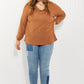 Zenana Apple Dumplings Full Size Brushed Waffle Knit Henley in Deep Camel -