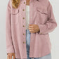 Suede Snap Front Dropped Shoulder Jacket -