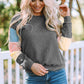 Color Block Ribbed Trim Sweatshirt -