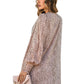 Printed Lantern Sleeve Open Front Top -