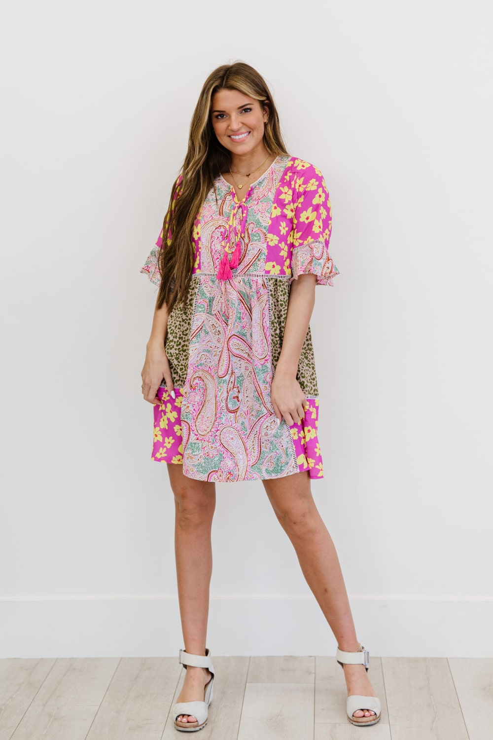 ODDI So Happy Together Full Size Run Patchwork Print Dress -