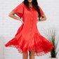Davi & Dani Fly with Me Full Size Button Down Ruffle Dress -