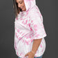 Sew In Love Watching Clouds Tie-Dye Short-Sleeved Hoodie in Neon Pink -