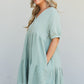 GeeGee Summer Blooms Quarter Button Dress in Light Sage -