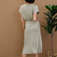 Doe & Rae Romance Language Ruched Midi Dress -