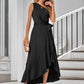 One-Shoulder Belted Ruffle Hem Dress -